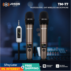 JOSON Professional UHF Dual Rechargeable Wireless Microphone TM-77