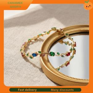 ❣️❣️❣️ Cubic Zirconia Colorful Leaf Jewelry Set Crystal Necklace Earrings for Bridesmaid Wedding Party Gift Idea