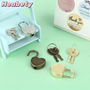 Heabety 1Set Heart Shape Padlocks Mini Luggage Hardware Locks With Key Lock For Travel Wedding Jewelry Box Diary Book Suitcase