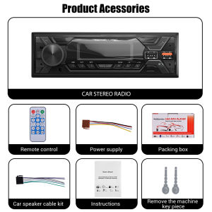 ESSGOO Single 1 Din Car Stereo Radio With Bluetooth MP3 Player FM Audio Voice Assiatant AUX 2USB SD Radio
