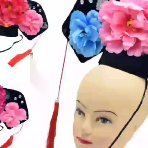 Cổ Điển Hoàng Hậu Hat Cho Phụ Nữ Cổ Điển Hoa Velvets Hat Trung Quốc Kịch Trang Phục Mũ Nón Roleplay tóc hóa trang Decors