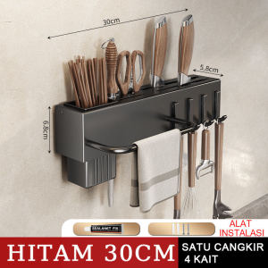 Rak pisau dinding Dapur Stainless Steel/Tempat Taruh Sendok Garpu Pisau Dapur Gantungan Lap Dapur