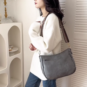 Phụ Nữ dây bản rộng túi đeo vai chất liệu da PU Túi đeo chéo Túi Messenger sức chứa lớn Hiện Đại Túi Xách Cho du lịch làm việc