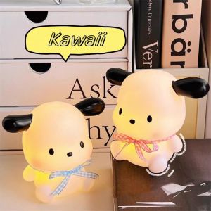 Kawaii Sanrio Pochacco Night Light Girl Heart Cartoon Table Decoration Children Vinyl Cute Bedroom Bedside Lamp Gift Toys