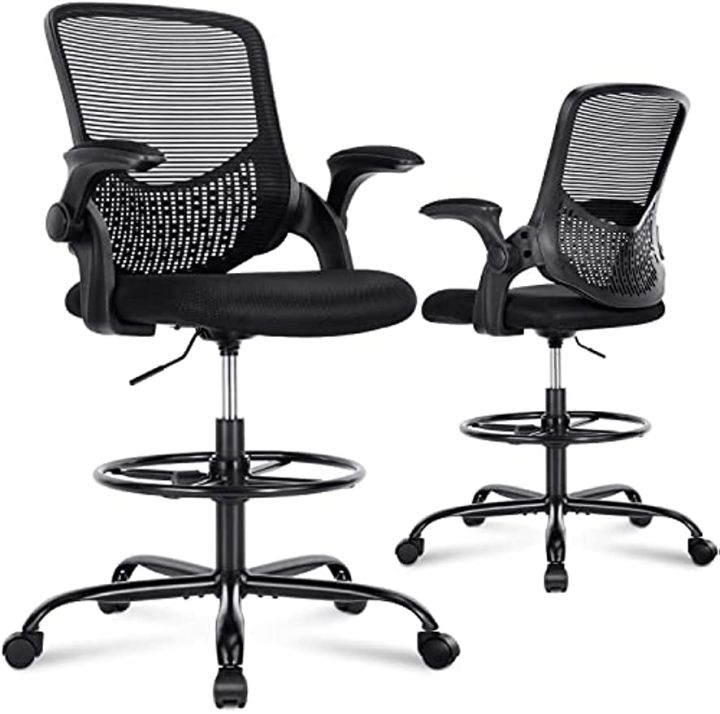 Office Drafting Chair Standing Desk High Adjustable Mesh Ergonomic