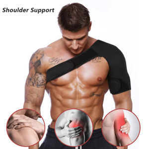 Adjustable Breathable Gym Sports Care Single Shoulder Support Back Brace Guard Strap Wrap Belt Band Pads Black Bandage