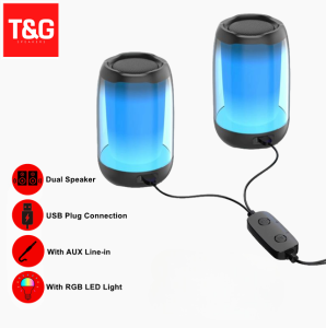 NBY220 Dual Bluetooth Speaker Plug & Play For Computer with 2-in-1 USB + 3.5mm Audio Jack with RGB Lighting Effect