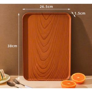 Khay nhựa chữ nhật ST GROUP màu nâu đậm vân gỗ đựng thực phẩm đồ dùng đa năng Mâm nhựa decor tiệm bánh cafe nhà hàng Khay trà phong cách Nhật Bản