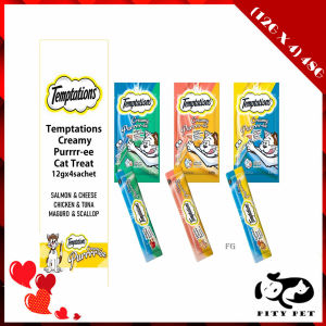 Temptations Creamy Purrrr-ee Lickable Liquid Cat Treats Snack Lick (12G x 4) 48G