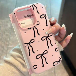 INS Big Black Bow Silicone TPU Phone Case For iPhone 11 12 13 Pro 14 15 16 17 Pro Max X XS 7 8 Plus ShockProof Candy Color Cover