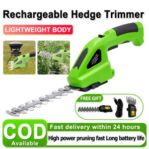 Cordless 2 in 1 Grass Cutter Hedge Trimmer For Home Small Electric Lawn Mower 7.2V Rechargeable Grass Trimmer Grass Shear Wireless Hedge Trimmer Garden Pruning Edging and Shrub Shear Portable Gardening Tools