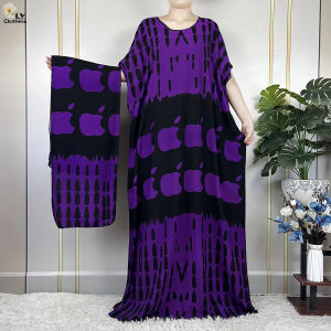 New Muslim abayas cotton short sleeve Islam fashion print femme loose robe maxi African Nigeria traditional women dress summer