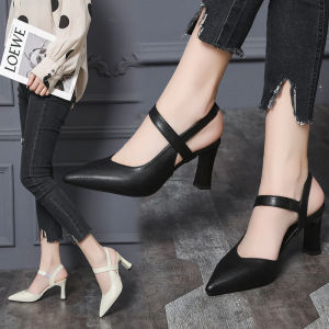 คลิปเส้นส่วนตัว รองเท้าส้นสูงหัวแหลม 2023 ส้นหนา สำหรับเซ็กซี่ธุรกิจและการพักผ่อน