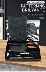 6PCS Knife Set Stainless Steel Multifunctional Kitchen Knife Set Knife Set Nonstick Coated na may Cutting Board