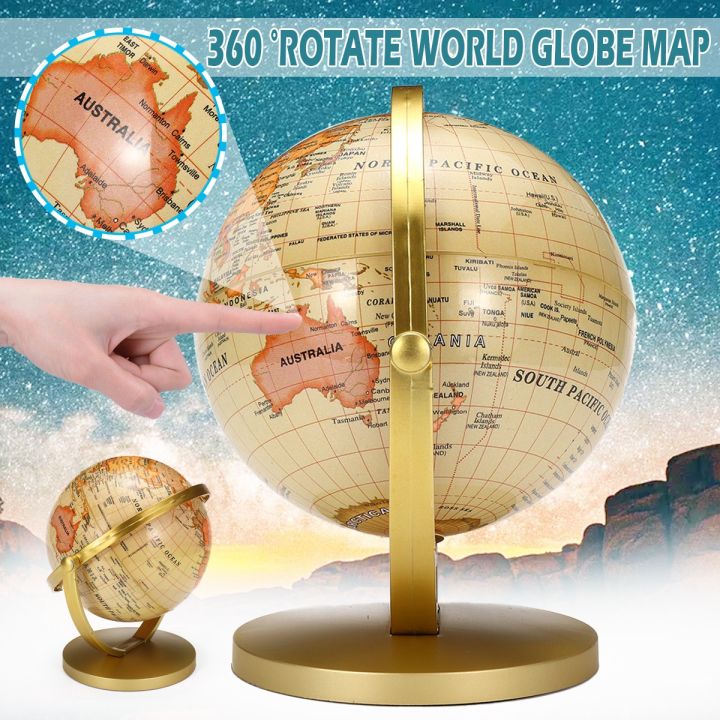 Vintage Style 360° Rotating Globe Swivel Map Earth Geography World ...