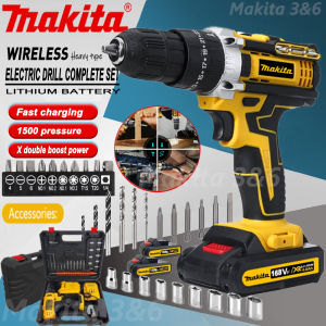 Cordless Drill Heavy Duty Brushless 2pc Battery 48v to 168v Original Rechargeable Portable Cordless Hand Drill Electtic Drill Power Tool For Motocycle For Wood Working Wireless Drill Full Set