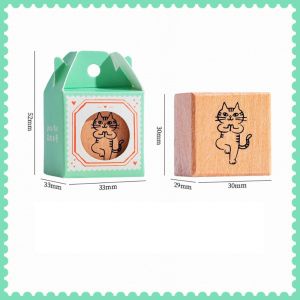 NUBE Cute Wooden Rubber Stamps Animals Cat Artistic Style Cat Patterns Stamps DIY Craft Journal Decoration Stamps For DIY Card Photo Album Diary Decor