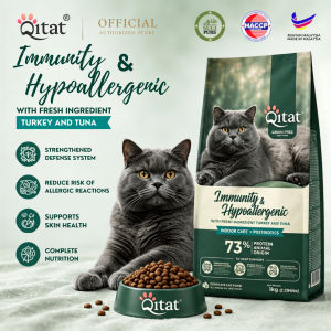 QITAT Grain Free Dry Cat Food【1KG】Turkey & Tuna | Adult Cat Food | Immunity & Hypoallergenic | Immunity Support