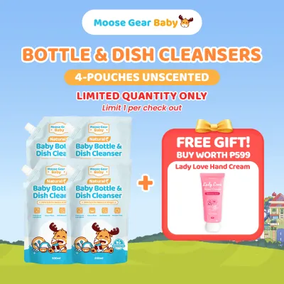 Moose Gear Baby Bottle Cleanser 4PACKS 500ml (Unscented) Antibacterial Resealable Leak Proof Cap