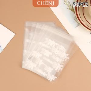 [COD] CHENJ ถุงบิสกิตบัลเล่ต์สีขาวถุงใสมีกาวในตัว50ชิ้นถุงใส่ขนมช็อกโกแลตของหวานถุงเก็บของใช้บัตร