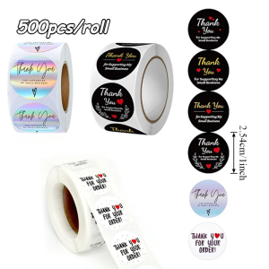 500PCS Thank You Stickers Seal Labels Paper Decoration Sticker For Handmade Gift Labels Stationery