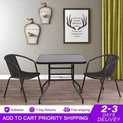 Coospro Black Color Outdoor Furniture Garden Set Outside Table and Chairs for Balcony＆Terrace