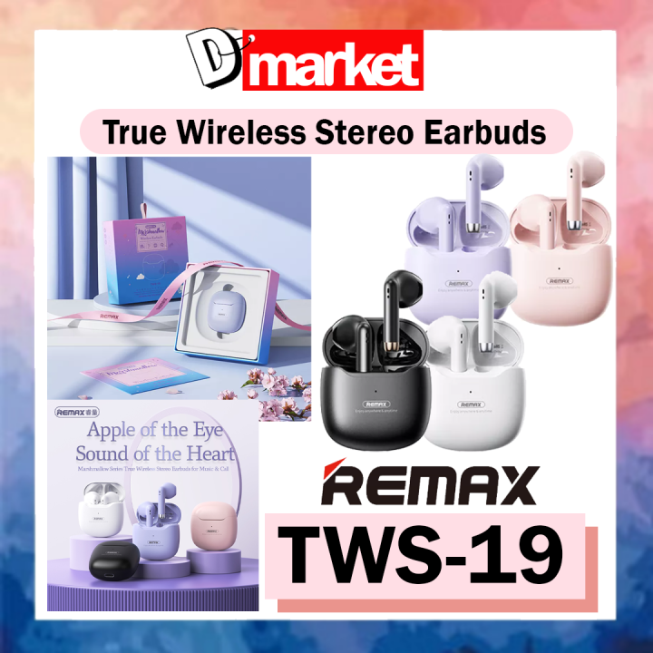 REMAX TWS19 MARSHMALLOW SERIES V5.3 TRUE WIRELESS STEREO EARBUDS FOR MUSIC & CALL Lazada