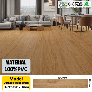 【36pcs=5㎡】spc vinyl flooring pvc vinyl floor sticker wood vinyl flooring 2.3mm thickness pvc vinyl flooring waterproof/Wear-resistant/No edge warping vinyl wood flooring self-adhesive home flooring decor 地板貼 长条地板革