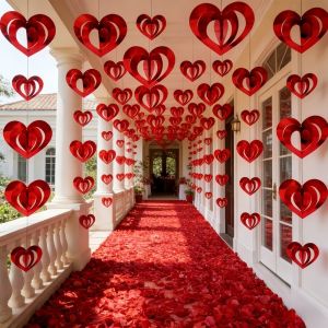SIRENXI Tự làm Ngày Valentine: Tình yêu đang lan tỏa 3D Đám cưới dây chuyền xoắn ốc tình yêu Trang trí sinh nhật Lãng mạn Đồ trang trí treo ngày Valentine Kỷ niệm