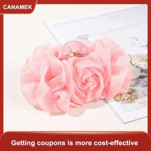 【CANAMEK 】 1Pcs Chiffon Flower Bow Hair Claw ClipLarge Jaw Clips for Thick HairNo-slip Fashion Summer Hair Accessory for Women