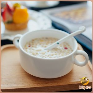 Ceramic Tableware Dinner Plate Serving Dish Salad Plate Soup Bowl with Two Handle 15.6*10.9*5.4cm