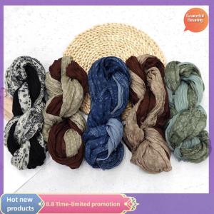 Graceful New Scarf Cotton Hemp Gradient Blue Retro Versatile Printed Womens Long Fold Shawl Soft Fashionable Trend 180x90cm