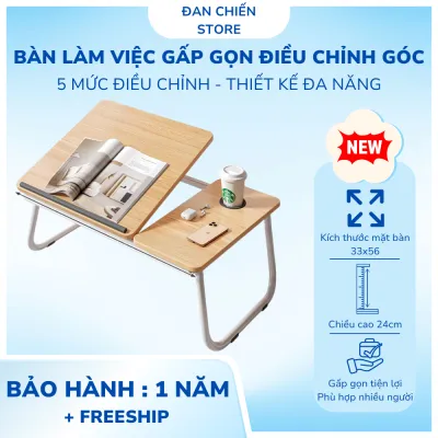 Bàn Làm Việc & Học Tập Gấp Gọn - 5 Mức Điều Chỉnh Khay Đựng Ly Thiết Kế Đa Năng Cho Laptop Và Sách Vở