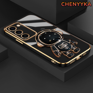 CHENYYKA Casing Ponsel untuk Samsung A14 5G A34 5G A54 5G A23 5G A13 5G M23 5G F23 5G F13 M13 A04s Case pola astronot indah Casing HP pelapisan permukaan batas baru Gel silika Softcase wadah Phone Stands lensa kamera Kesing