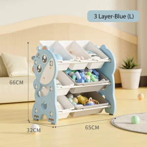 4 Layer Kids Toy Organizer Storage Rack with Bins Large Toy Storage Cabinet Stuff Toy Organizer