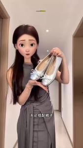 Plus Size Flat Ballet Shoes For Women 2026 Spring New Vintage Soft Sole Evening Silver Single Shoes