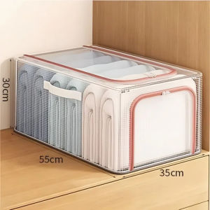 Extra Large Foldable Box Storage Bins - Stackable Closet/Kitchen Organizer Boxes