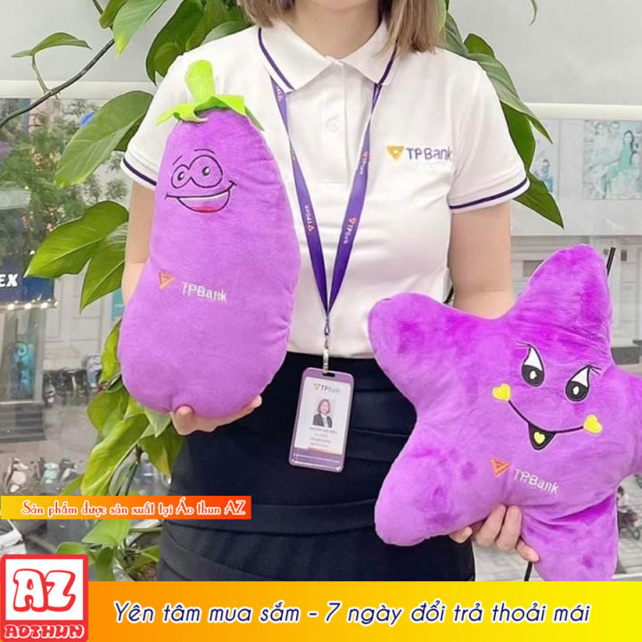 Áo thun đồng phục ngân hàng TPBANK màu trắng viền tím - Vải cá sấu poly ...