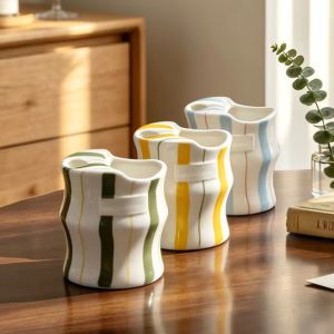 GAOSU with Straw Holes Ceramic Espresso Mug Vintage 300ml Porcelain Water Cup Elegance Comfortable Grip Hand Painted Mug Household