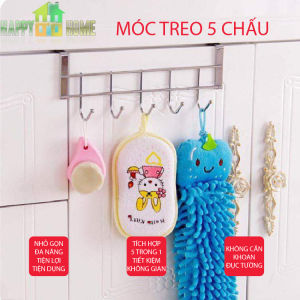 Móc Treo Quần Áo Đồ Sau Cửa Tủ 5 Móc Chấu Nhỏ Bằng Inox Chắc Chắn Có Đầu Bo Tròn Không Rách Quần Áo Không Khoan Tường