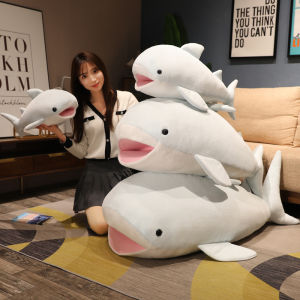 JOJO CASTLE 55/70/120cm Creative Giant Whale Plush Toys Cute Soft Lying Shark Pillow Sleeping Cushion Stuffed Animal Dolls for Children Kids
