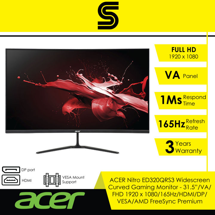 32 Curved Acer Nitro Edo Series Ed320qr Acer Gaming Monitor