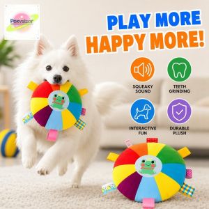 Plush Sounding Dog Frisbee Bell Toy Interactive Puppy Teeth Grinding Training Toy For Small Medium Pets