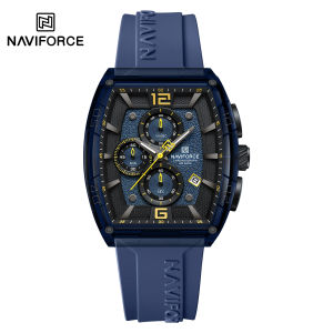 NAVIFORCE Original Mens Chronograph Watch Quartz Movement Sports Outdoor Silicone Strap Waterproof 50m Luminous Hands Second Hand Chronograph Date Square Mens Boy Fashion Accessories Watch NF6101