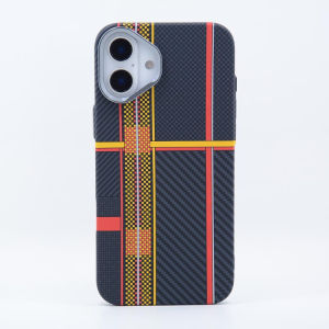 Stripes Contrast Color Carbon Relief Cover 17 Case for iPhone 16 15 Pro Max MagSafe Shell Camera Lens Protector Armor Funda Capa