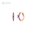 (PRE ORDER) Maison de Jewels - Oro Baguette Pave Hoop (ต่างหูข้างเดียว) ต่างหูทอง ทองแท้ 9K ต่างหูห่วง ต่างหูเพชร เพชรแท้ ต่างหูใส่ทุกวัน ต่างหูแบรนด์. 