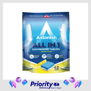 Astonish C2170 All In 1 Dishwasher Tablets Cuts Through Grime Built in Salt & Rinse Aid With Lemon Scent 42 Packs