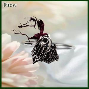 Fitow Unique Cross Burning Cathedral Gothic Relief Window Hollow Carved Adjustable Alloy Open Ring For Daily Wear Jewelry Gift