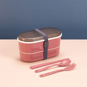 NEW KOTAK MAKAN LAPISAN GANDA /LUNCHBOX FREE SENDOK 850ML KOTAK MAKAN BEAUTY