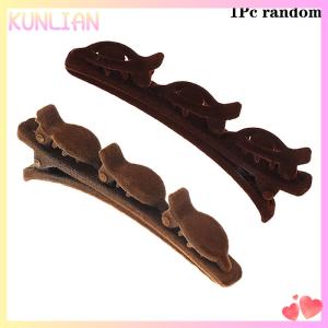 [KUNLIAN] Flocked Bangs Hair Clip Headwear Women Cute Barrettes Hairgrip Braided Hairpins Hair Accessories
